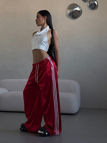 Satin trousers with stripes veloura