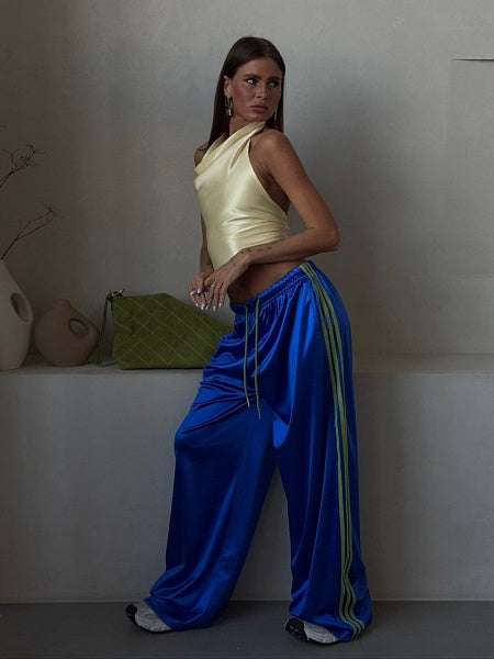 Satin trousers with stripes veloura