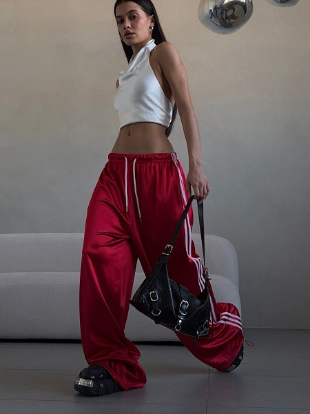 Satin trousers with stripes veloura