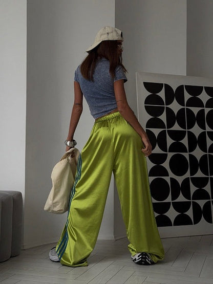 Satin trousers with stripes veloura