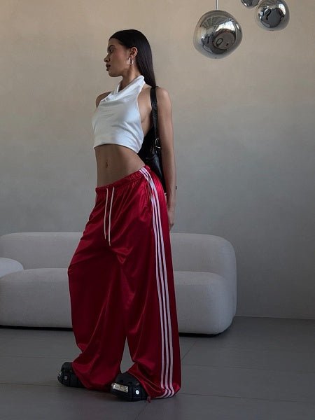 Satin trousers with stripes - veloura