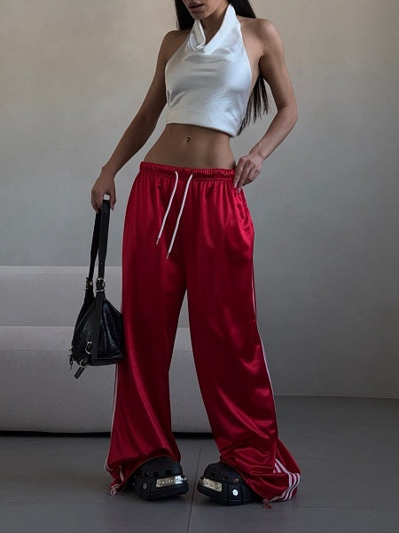 Satin trousers with stripes veloura